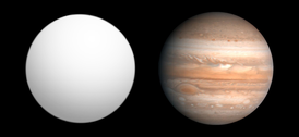 Сравнительные размеры HAT-P-12 b и Юпитера.