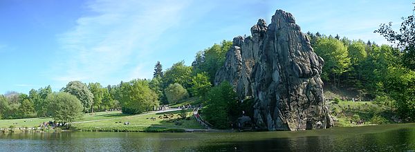 The Externsteine rock formation in Germany.