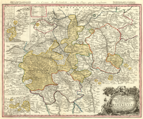 霍恩洛厄家族於1748年的領地，約翰·霍曼（英語：Johann Homann）繪