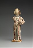 Figure of a woman; 5th century; painted plaster; height: 38.4 cm (15"), width: 14.7 cm (6"), depth: 9.6 cm (4"); Metropolitan Museum of Art