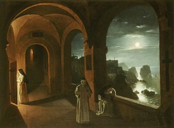 Nonnes dans un cloître chartreux par une nuit de pleine lune devant les Faraglioni di Capri (1823), Lawrence, Spencer Museum of Art.