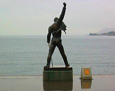 The statue of Freddie Mercury overlooking Lake Geneva in Montreux, Switzerland, which is featured on the cover of the album.