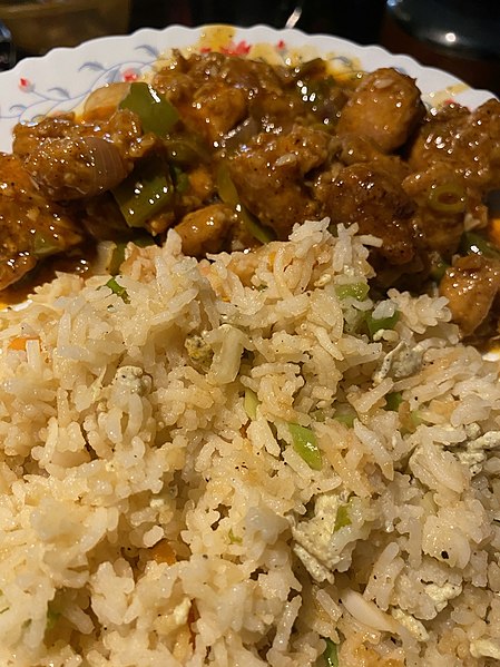 File:Fried rice with chilly chicken-self made-Kerala- 4ECEF24D-C008-4760-A6A5-113837711BD2.jpg