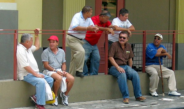 A group of men chatting in Ponce, Puerto Rico