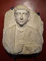 Funerary bust of a man from Palmyra, Roman Imperial period, 2nd century AD, Gregorian Egyptian Museum, Vatican Museums, Rome (20132534723).jpg