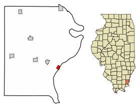 Gallatin County Illinois Incorporated and Unincorporated areas Old Shawneetown Highlighted.svg