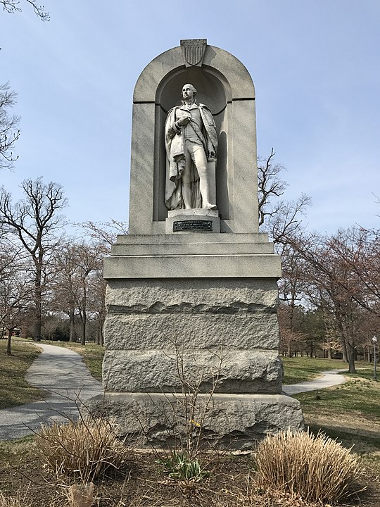 George Washington Sculpture (1857, Edward Sheffield Bartholomew, sculptor; George Mann and Son, niche-base), Druid Hill Park, Swann Drive, Baltimore, MD 21217 (33632065775).jpg
