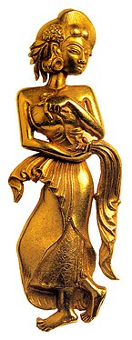 The graceful Bidadari Majapahit, golden celestial apsara in Majapahit style.