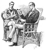 Le Docteur Watson (à gauche) à côté de Sherlock Holmes.