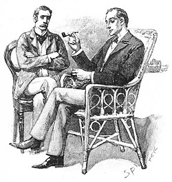 Le docteur Watson et Sherlock Holmes, illustration de Sidney Paget pour la nouvelle L'Interprète grec.