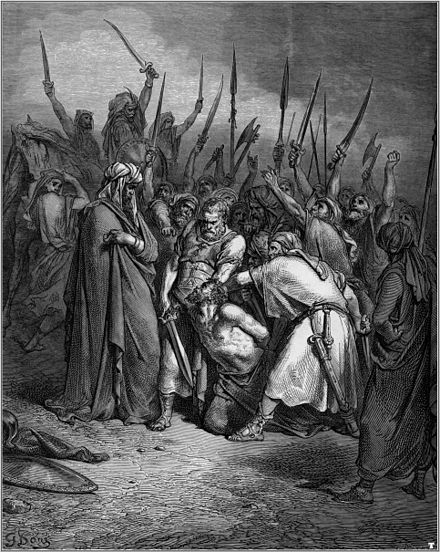 Gustave Doré, The Death of Agag. "Agag" may have been the hereditary name of the Amalekite kings. The one depicted was killed by Samuel (1 Samuel 15).