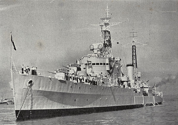 HMNZS Royalist in Waitemata Harbour, 1956