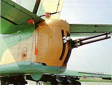 The tail turret of the Il-102, armed with a GSh-23L twin-barreled cannon IL-102 NTW 3 95 4.jpg