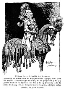 „Rüstung Heinrichs des Frommen“, Zeichnung von Hans Mützel (Quelle: Wikimedia)