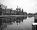 Isar River Munich St Lukas Winter bw.jpg