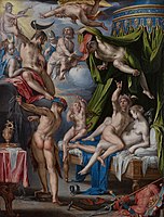 „Венера и Марс, изненадани от Вулкан“ (1601), Йоахим Ютевал, 21 х 16 см., маслени бои върху медна плоча, Утрехт.