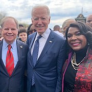 Doug Jones, Joe Biden and Terri Sewell at the 55th Anniversary Bridge Crossing Jubilee