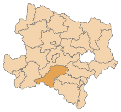 Lage des Bezirks Bezirk Lilienfeld im Bundesland Niederösterreich (anklickbare Karte)