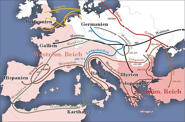 2世纪到5世纪迁徙简图