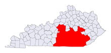 A map of Kentucky's 3rd Supreme Court district (highlighted in red) Kentucky 3rd Court District.png