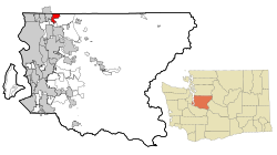 Umístění Woodinville v King County a Washingtonu