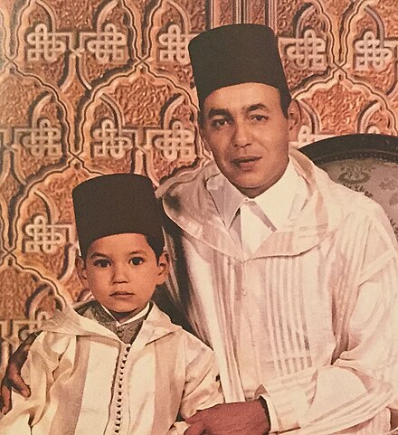 Mohammed with his father King Hassan II in 1967 or 1968