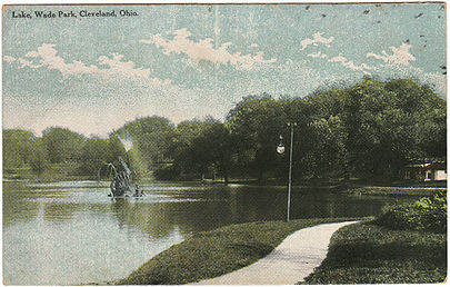 A 1914 postcard image of the lake at Wade Park in Cleveland, Ohio Lake, Wade Park, Cleveland, Ohio..jpg