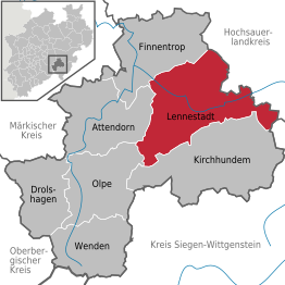 Kaart van Lennestadt