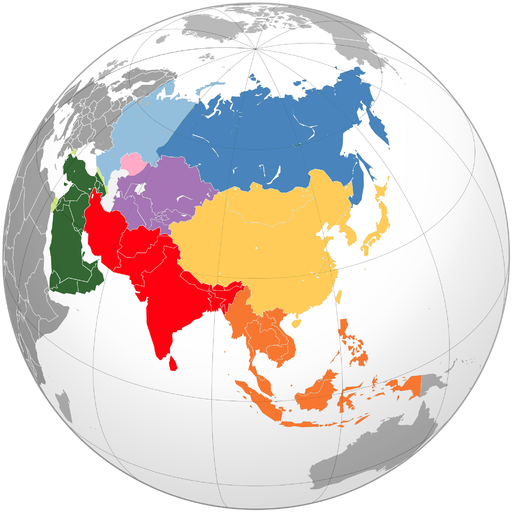 Location-Asia-UNsubregions orthographic projection
