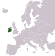 Umístění Irska na mapě Evropy