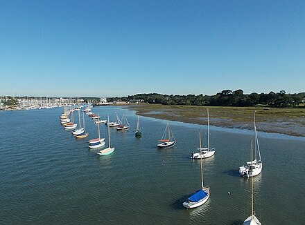 The river at its mouth, looking northwest towards the town of Lymington