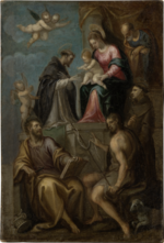 Thumbnail for File:Madonna and Child Enthroned, with SS. Joseph, Domenic, Bartholomew, John the Baptist and Francis (SM 472).png