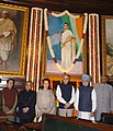 Manmohan Singh, paid tributes at the portrait of the former Prime Minister, late Smt. Indira Gandhi on the occasion of her 90th birth anniversary, at Central Hall, Parliament House, in New Delhi. The Speaker, Lok Sabha.jpg