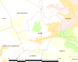 Mapa obce Buire