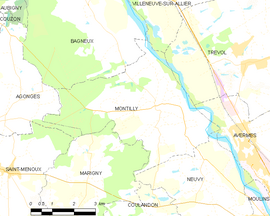 Mapa obce Montilly