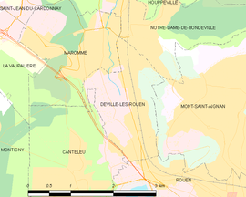 Mapa obce Déville-lès-Rouen