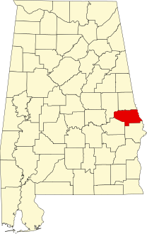 Map of Alabama highlighting Lee County.svg