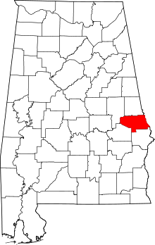 Map of Alabama highlighting Lee County.svg