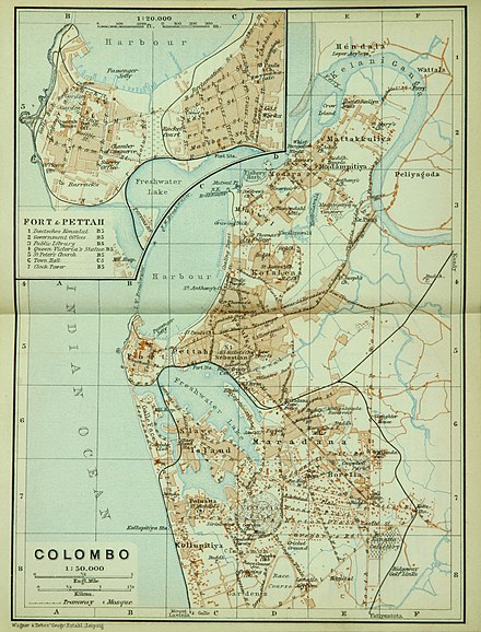 Map of Colombo, c. 1914