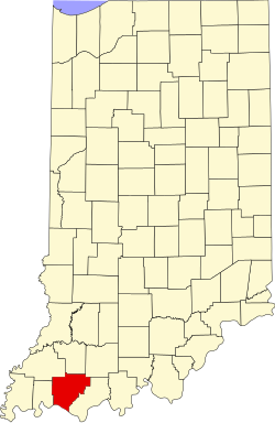 Mapa hrabstwa Warrick w stanie Indiana