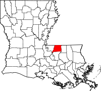 Map of Luizijana highlighting East Feliciana Parish
