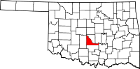 Map of Oklahoma highlighting McClain County