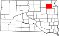 Harta statului South Dakota indicând comitatul Day