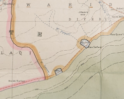Kart over Sheikhdoms of al-Hawra og al-ʽIrqa i 1926