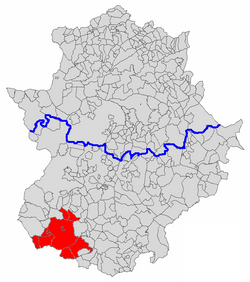 Mapa municipal de Extremadura con Sierra Suroeste destacada.png