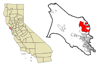 Marin County California Incorporated and Unincorporated areas Novato Highlighted.svg