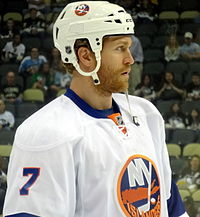 Carkner with the New York Islanders during the 2013 playoffs Matt Carkner 2013-05-09.JPG