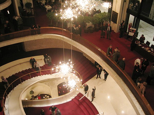 The lobby staircase from above