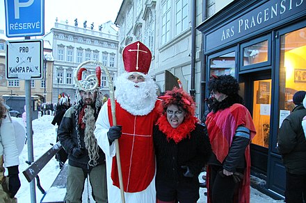 Saint Nicholas (Svatý Mikuláš) with a devil (čert) in Prague