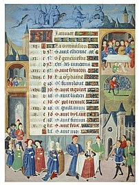 Heures d'Adélaïde de Savoie. Mois de janvier, f° 1.